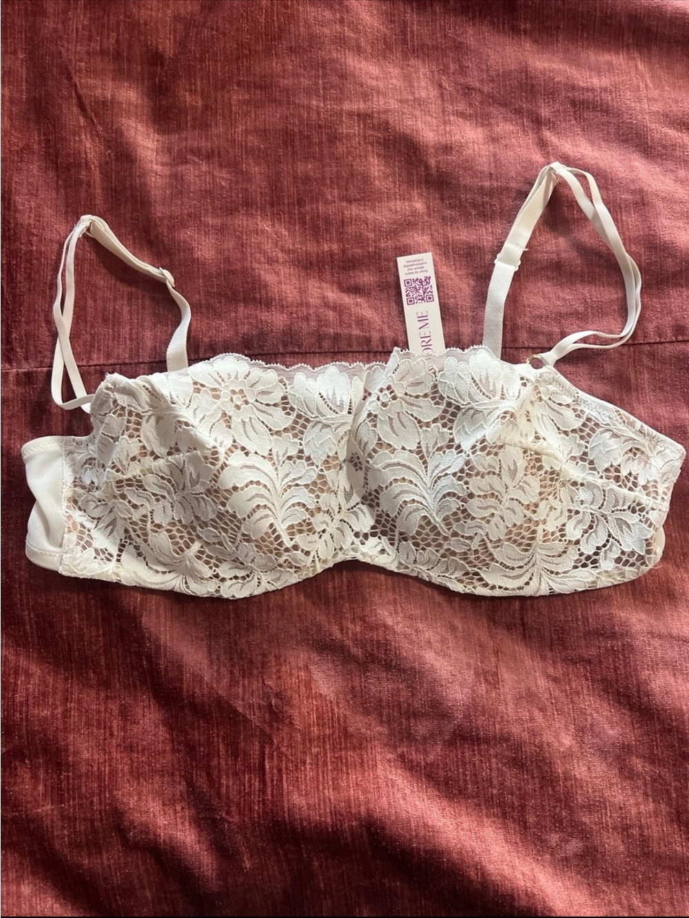 Adore Me Cream Floral Lace Balconette Bra